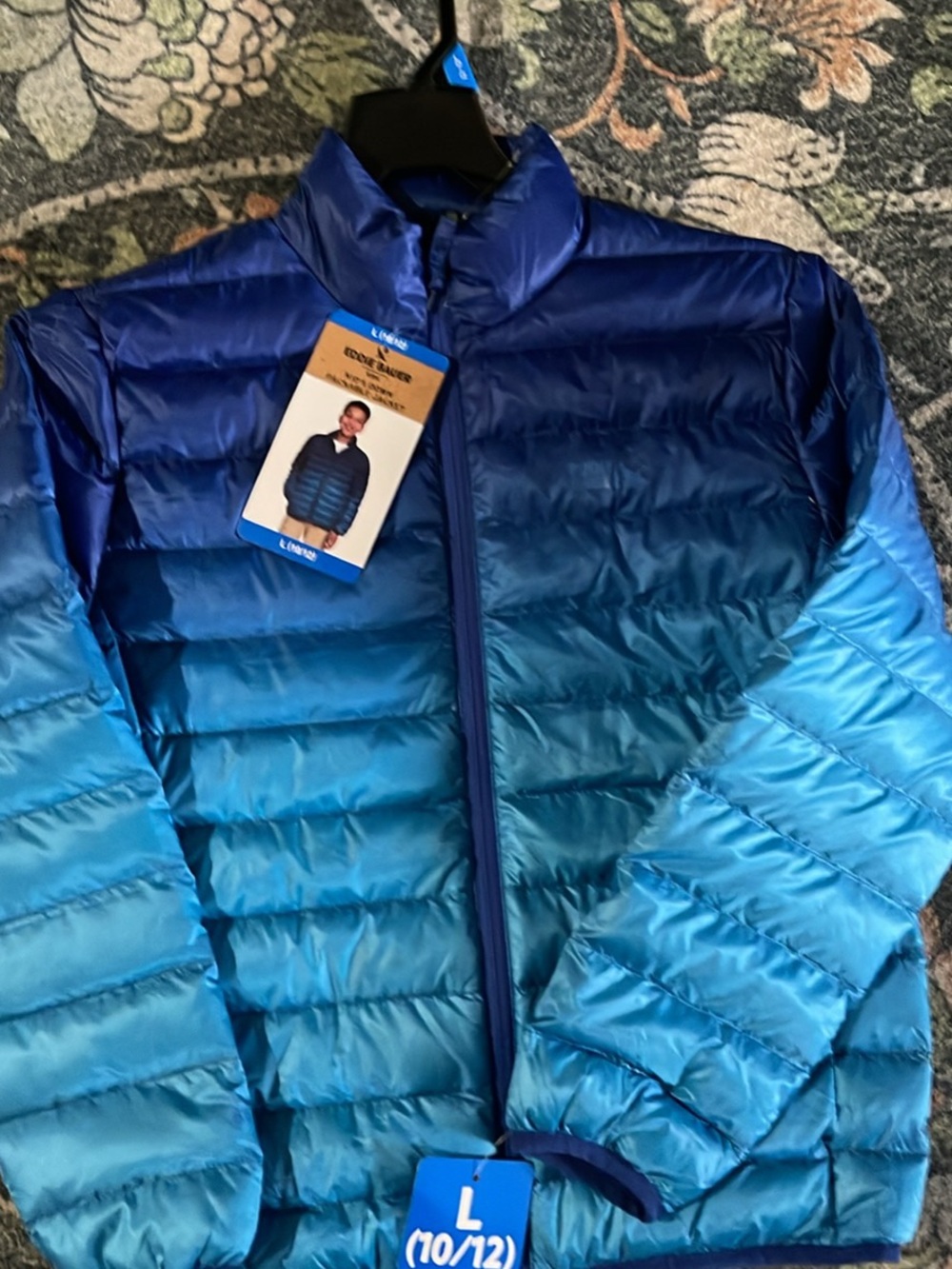 Eddie Bauer Ombre Blue Packable Puffer Jacket